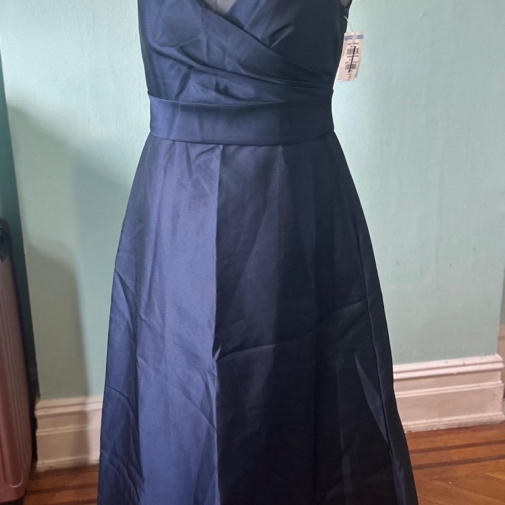 ALFRED SUNG Strapless Midnight Blue Dress